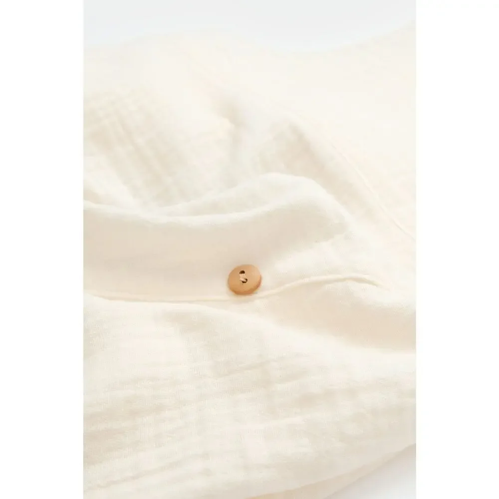 Organic Cotton Baby Overalls White 18-24M GOTS Certified Romper - Picture 7 of 8